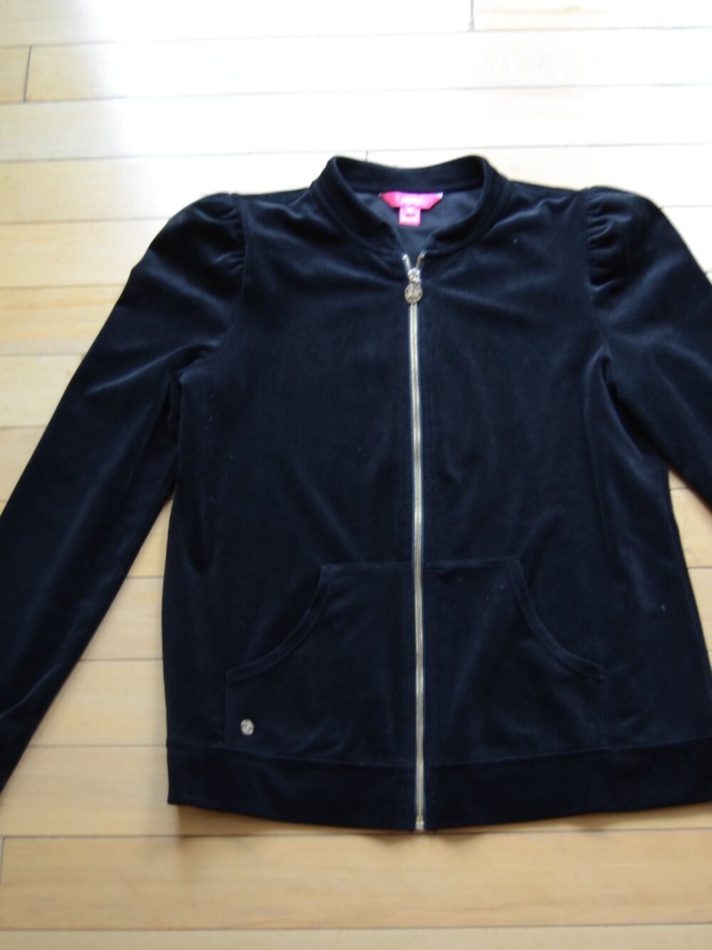 Lilly Pulitzer Evanna Velour Zip-Up Jacket Size M Black - Picture 2 of 9